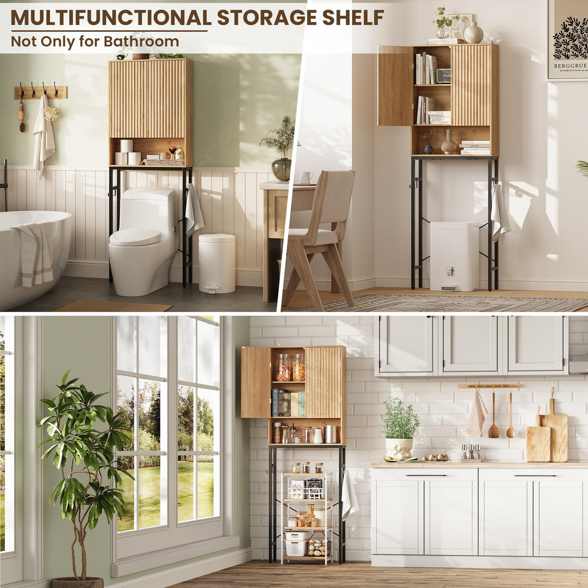 Freestanding Tall Wood Over The Toilet Storage Cabinet S53838