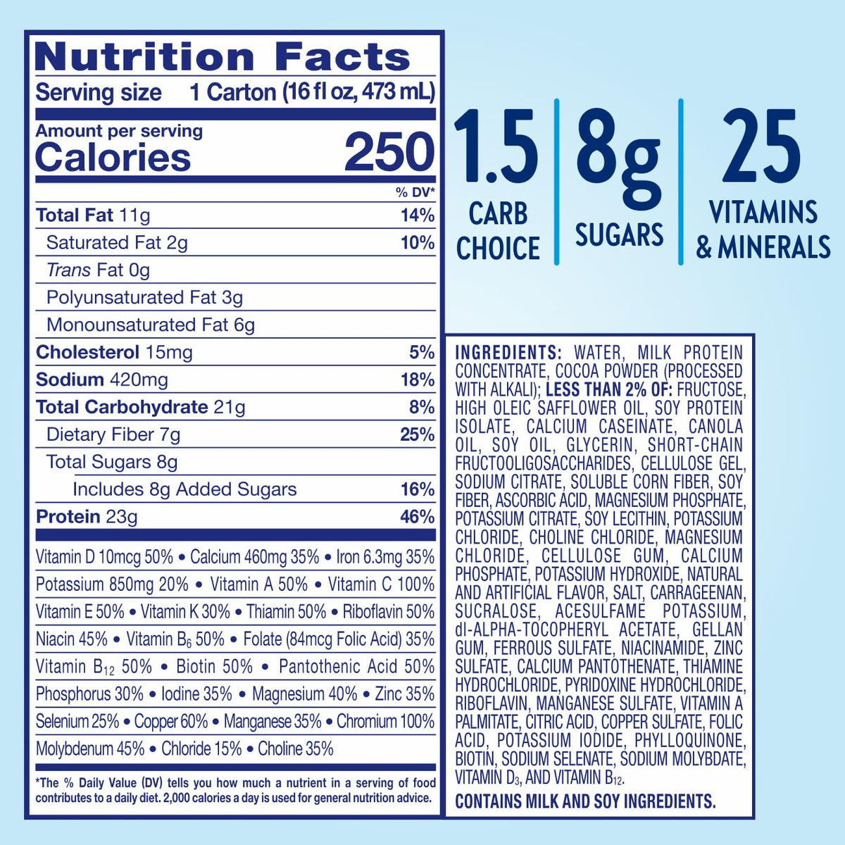 Classic Chocolate Diabetes Care Shake 23g Protein 12 Pack S563