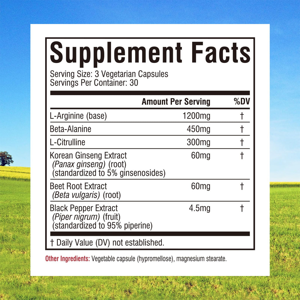 90 Vegan Capsules Nitric Oxide Booster Supplement H596158