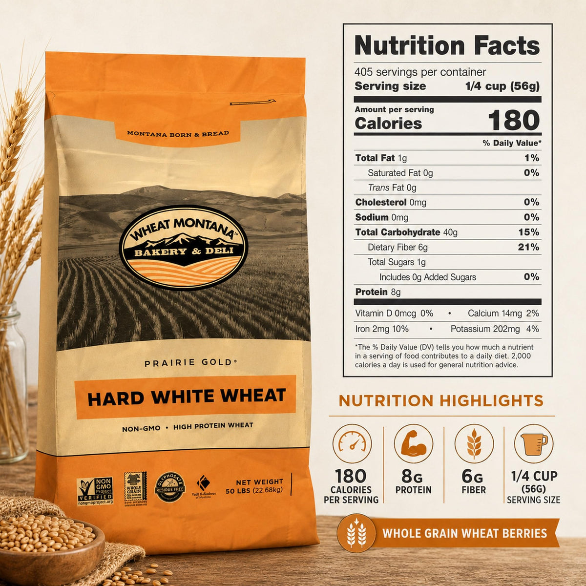 50 lb Bulk Bag Whole White Spring Wheat U213