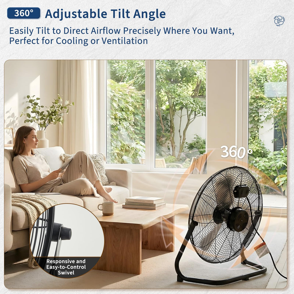 20 Inch High Velocity 3 Speeds Portable Floor Fan M266618