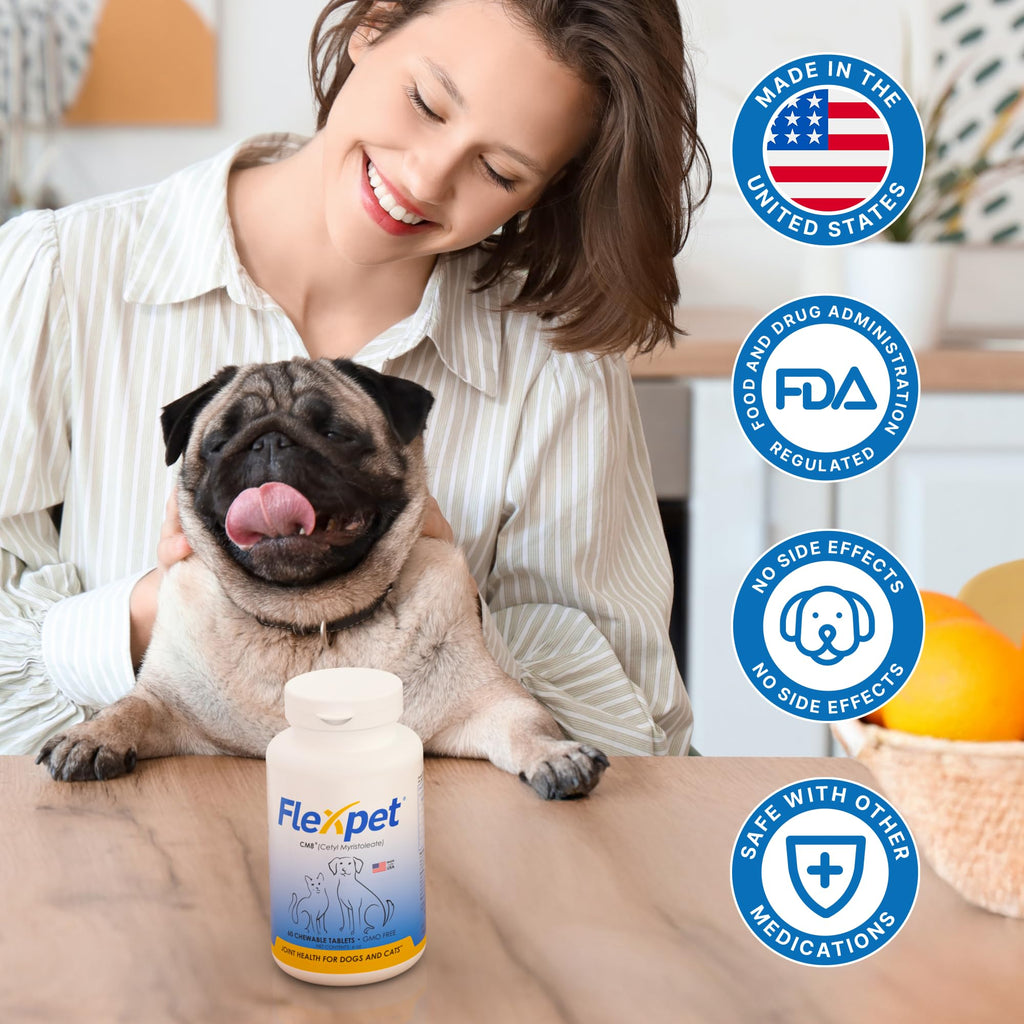 Hip & Joint Supplement for Dogs & Cats with Glucosamine, Collagen, MSM - 60 Tablets R486