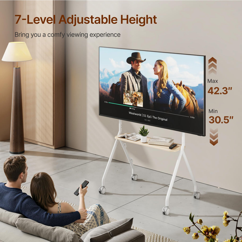 White Rolling TV Stand Y117