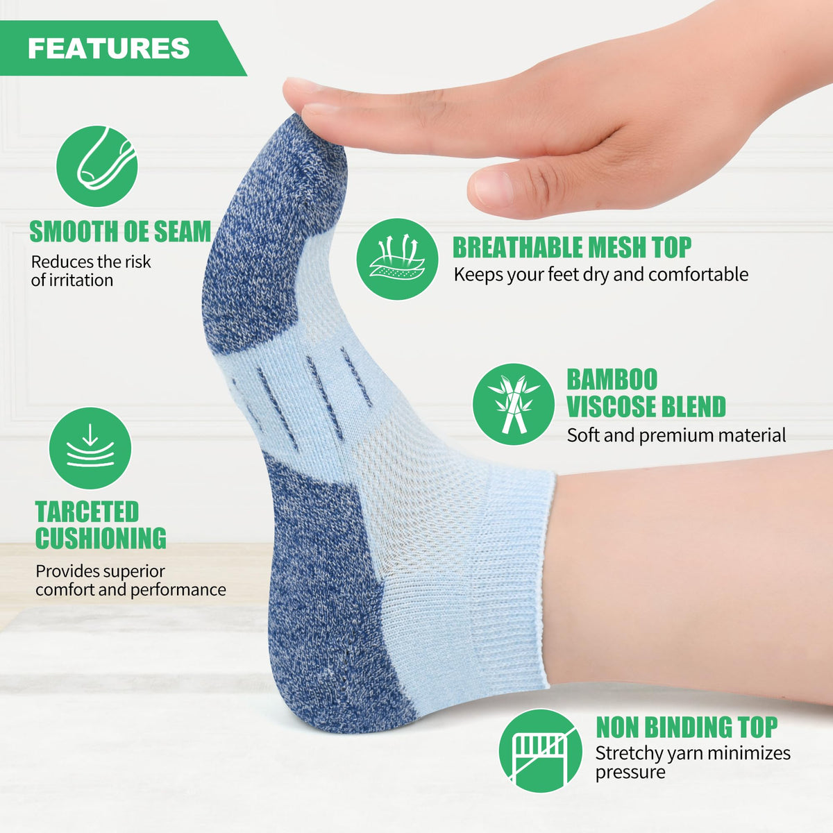 6 Pairs Ankle & 6 Pairs Low Cut Diabetic Socks Size 9-12/10-13/13-15 P36962