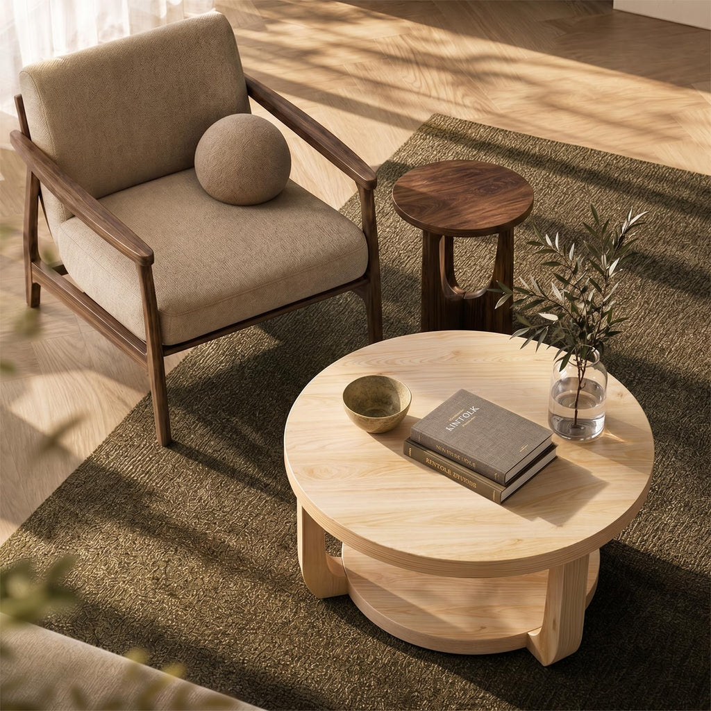 Round 2-Tier Coffee Table with Storage Z622