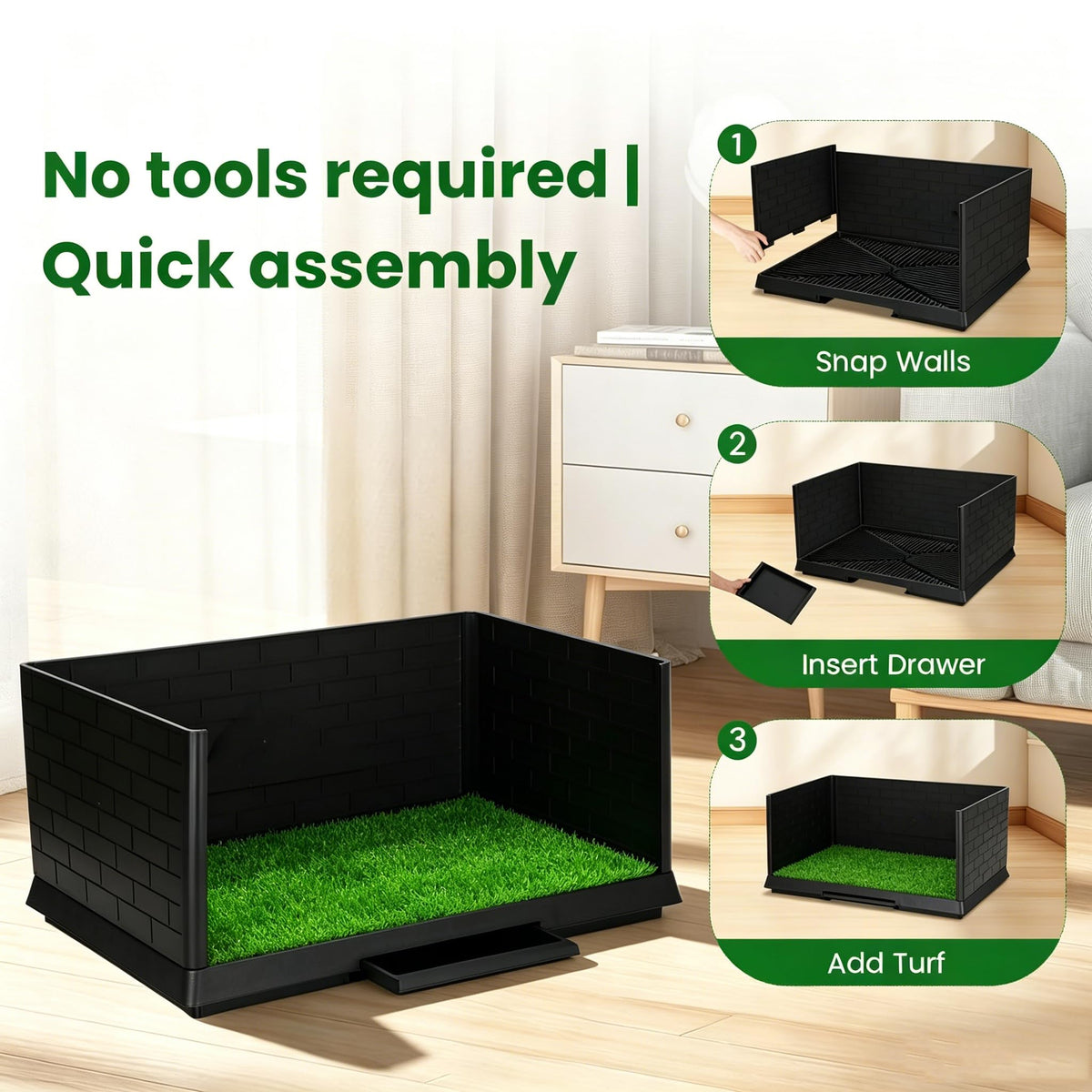 Dog Grass Pad with Tray 30"x19.7" Indoor Dog Potty with Drawer J50049