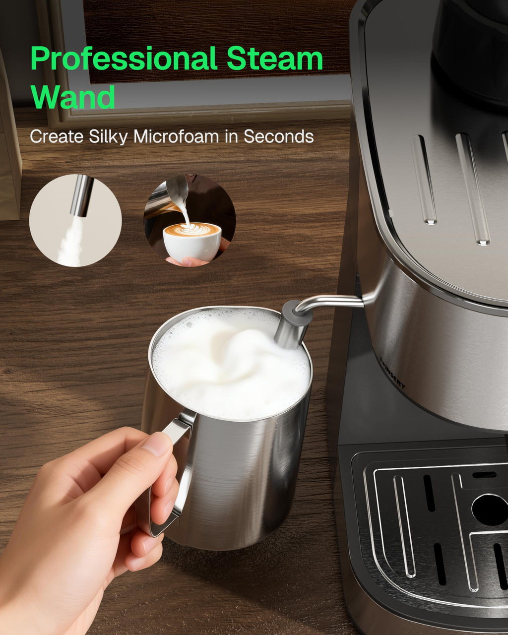 3.5Bar Stainless Steel Espresso Machine with Milk Frother U1707