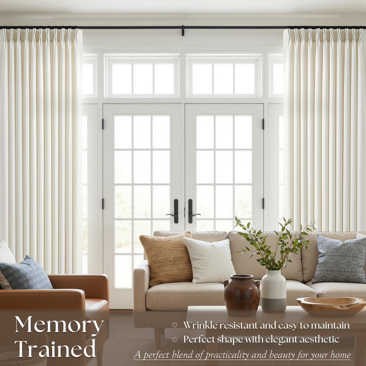 70 Inch Pinch Pleated Semi Sheer Curtains K891