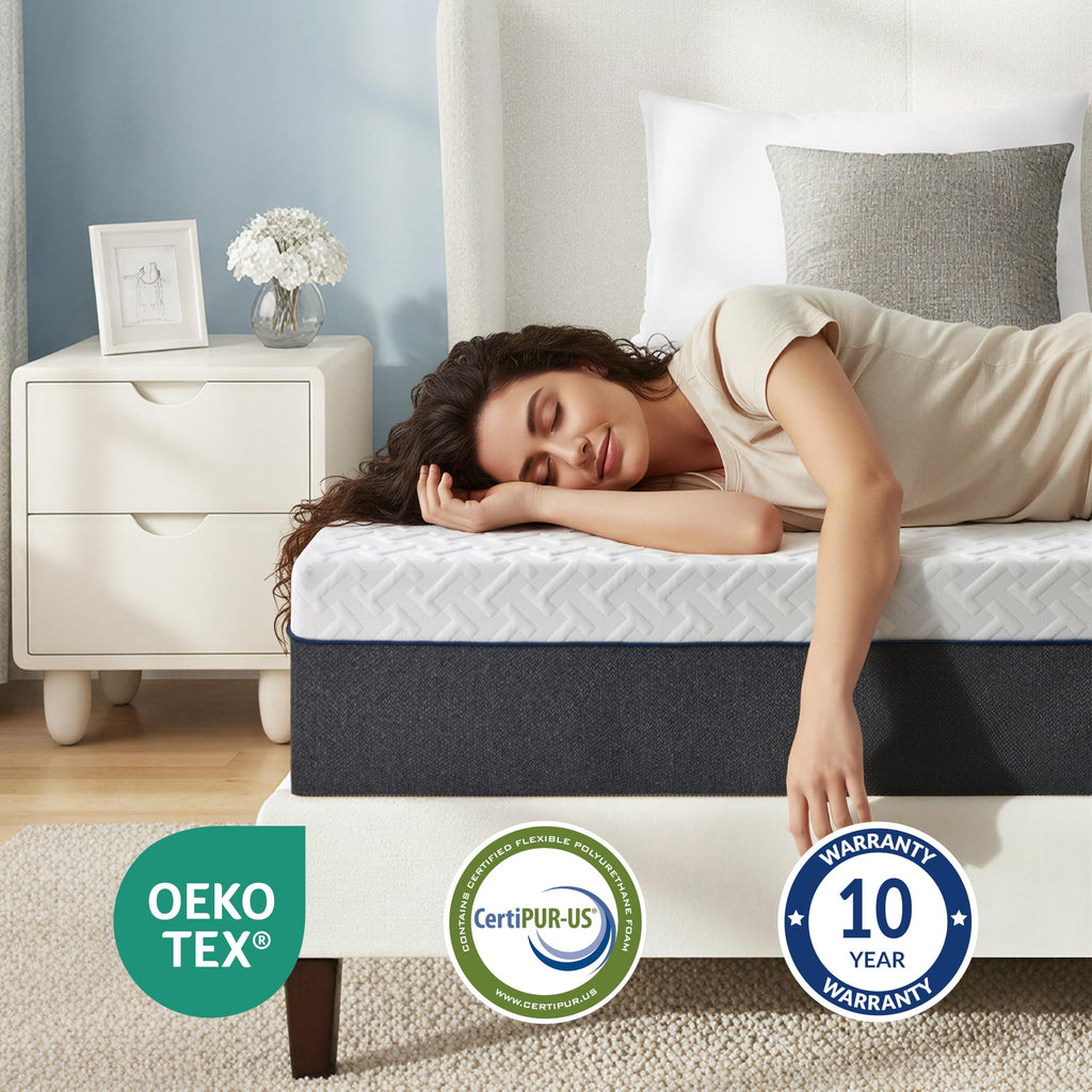10 Inch Gel-Infused Green Tea Memory Foam Twin Mattress U5334