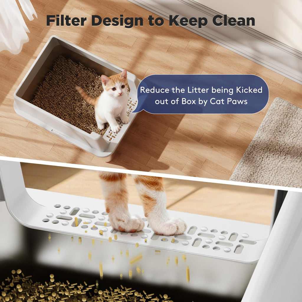 2 Pack Stainless Steel Cat Litter Box with Lid N3321