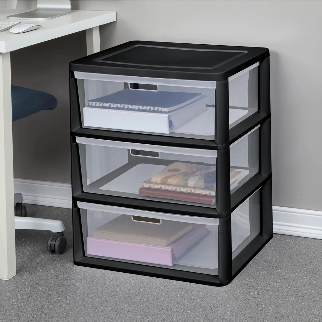 Black 5 Drawer Wide Tower M3813