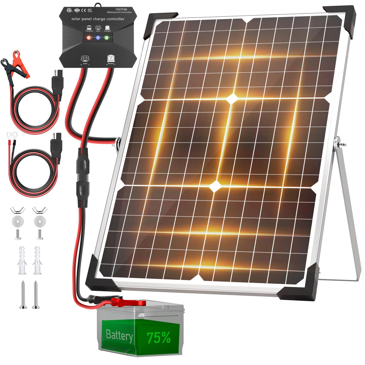30W 12V Solar Panel Battery Charger Kit J879223