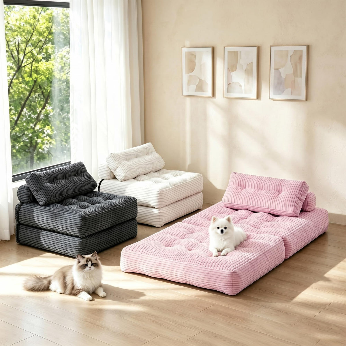 3-in-1 Folding Sofa Bed Convertible Futon Chair C6343