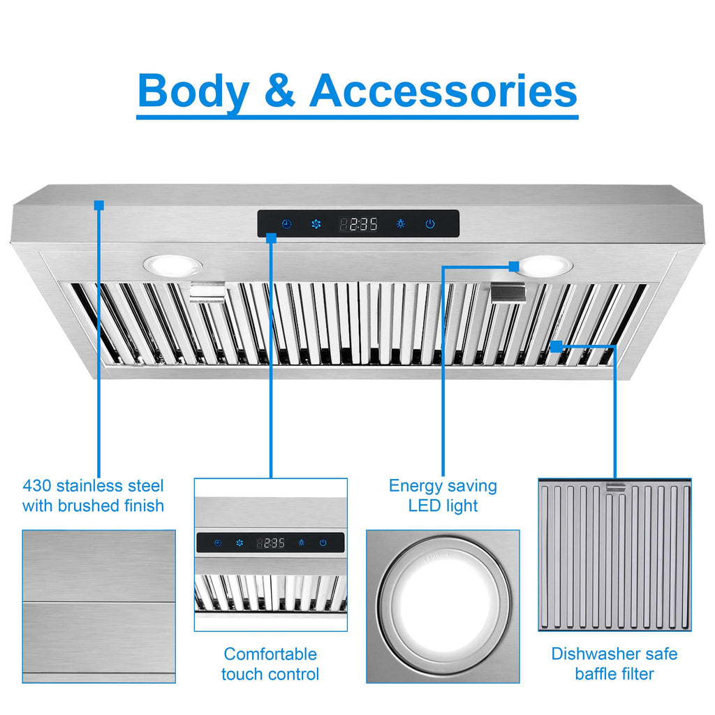 30 Inch Under Cabinet Stainless Steel Range Hood J681