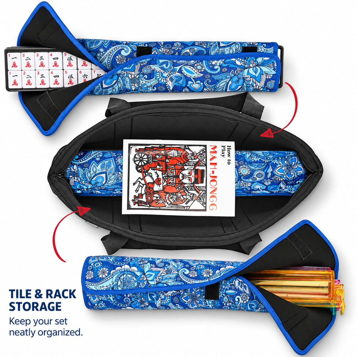 American Mahjong Set with 4 Rack Pushers & Carry Bag W8330