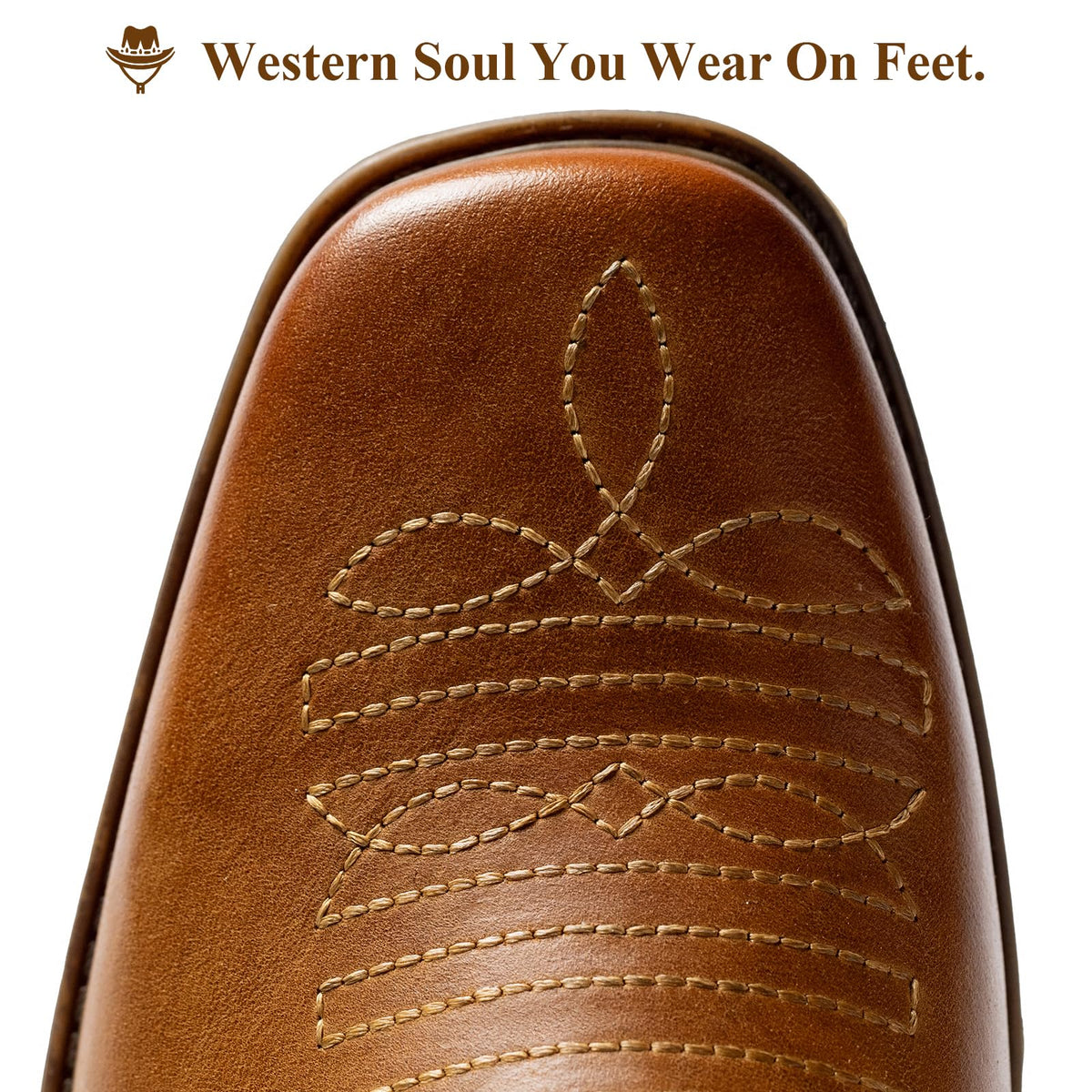 Cowboy Boots for Men Square Toe Leather Ankle Western Chelsea Slip On Boots L439930