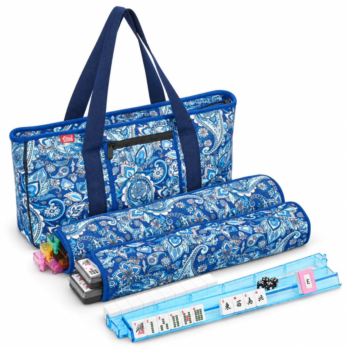 American Mahjong Set with 4 Rack Pushers & Carry Bag W8330
