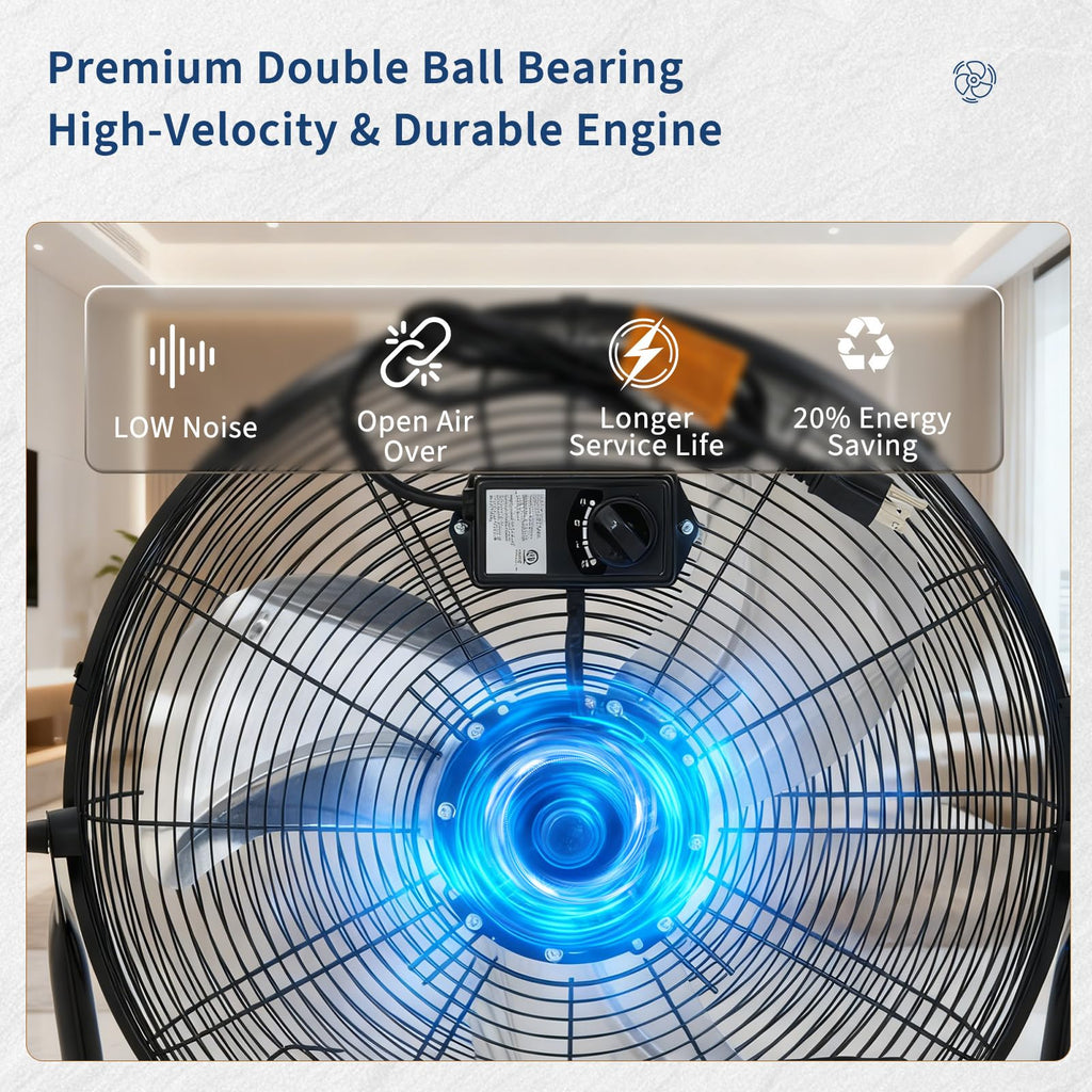 20 Inch High Velocity 3 Speeds Portable Floor Fan M266618