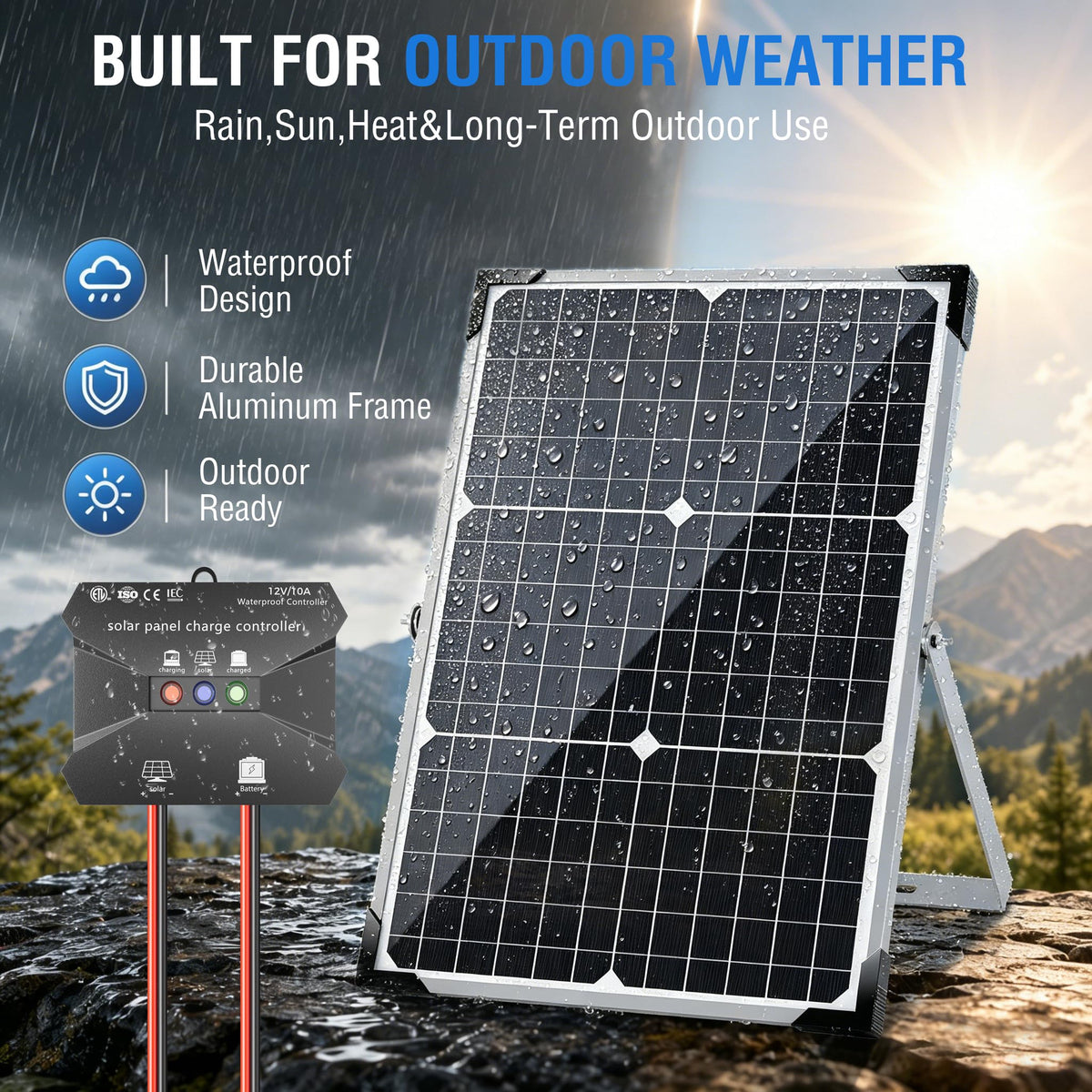 30W 12V Solar Panel Battery Charger Kit J879223