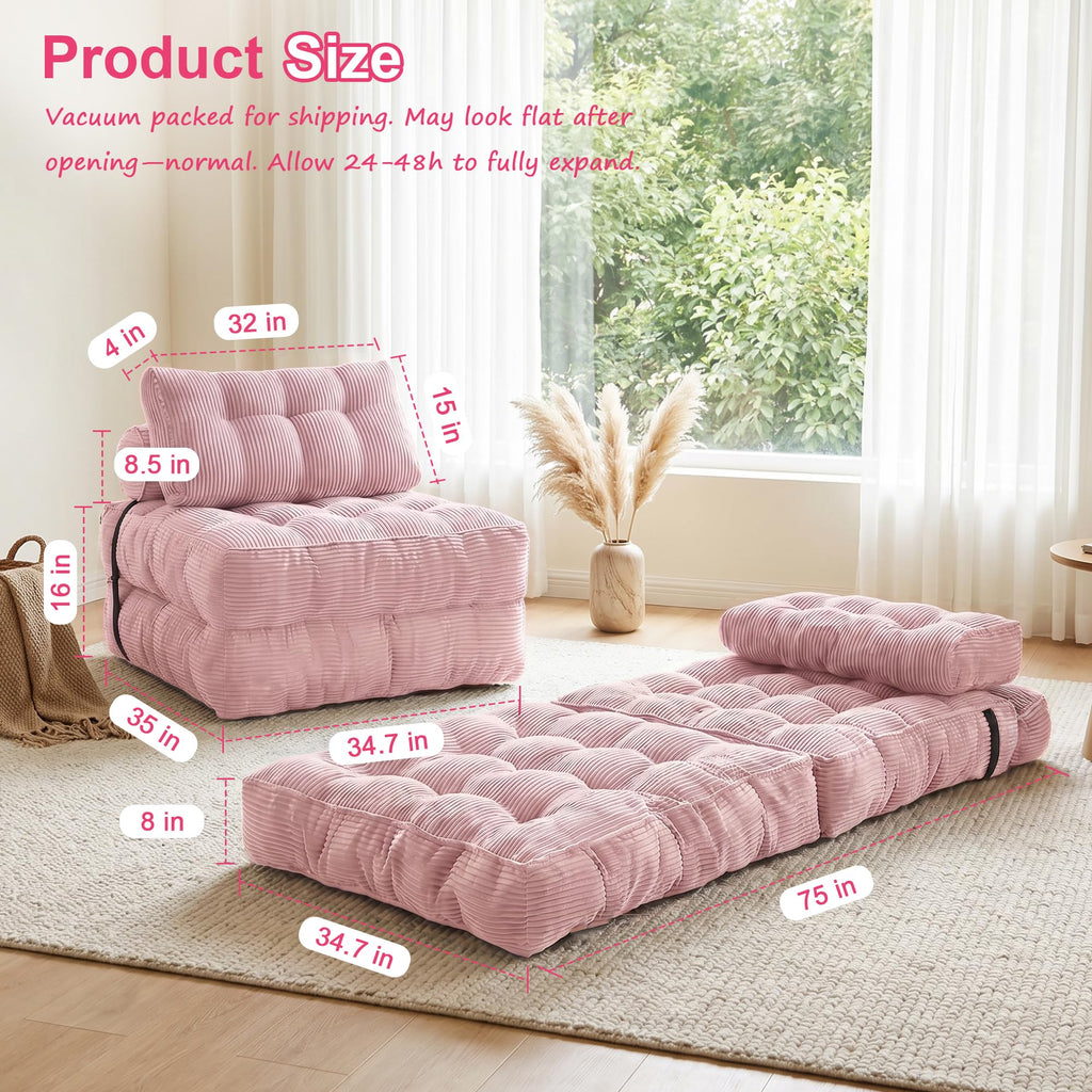 3-in-1 Folding Sofa Bed Convertible Futon Chair C6343