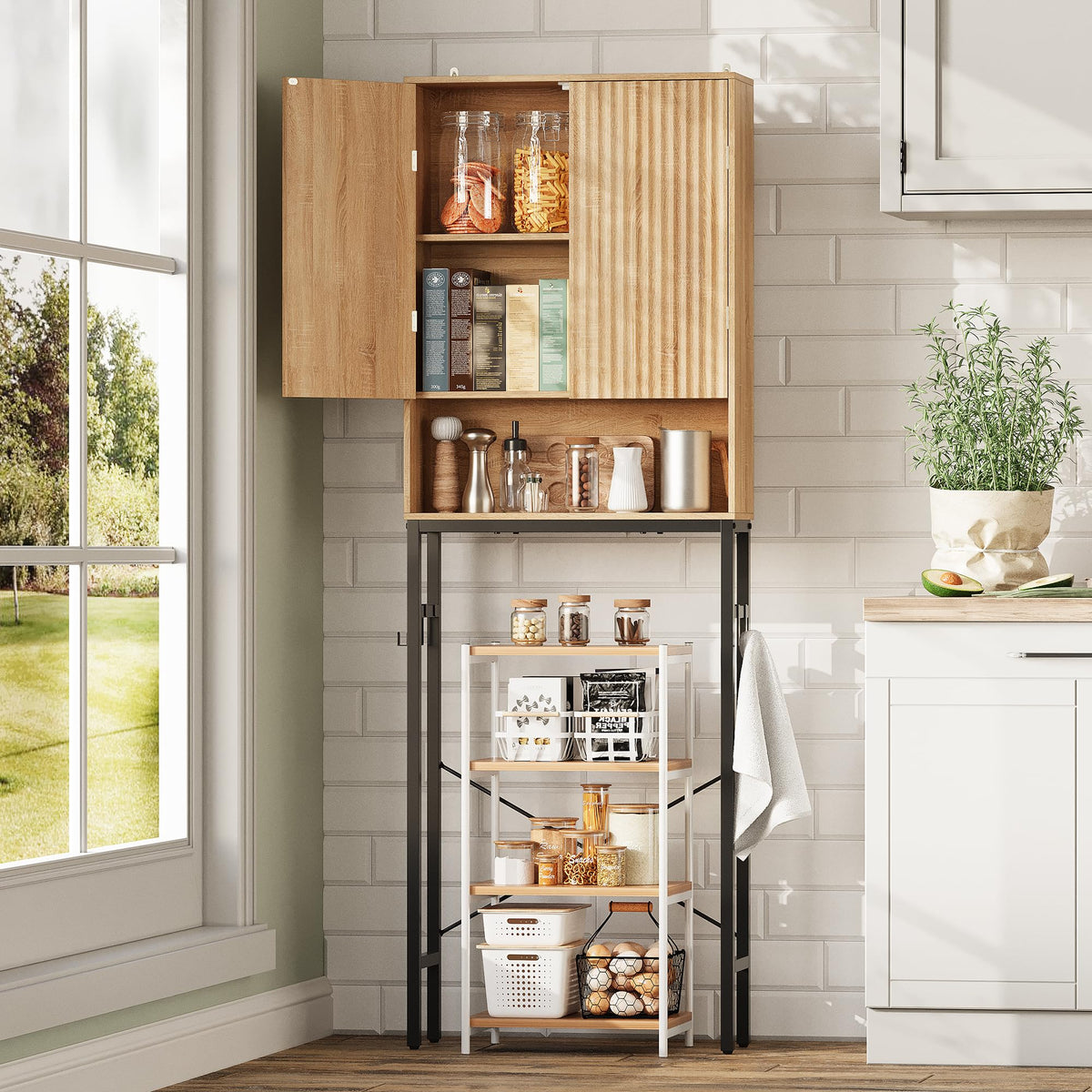 Freestanding Tall Wood Over The Toilet Storage Cabinet S53838