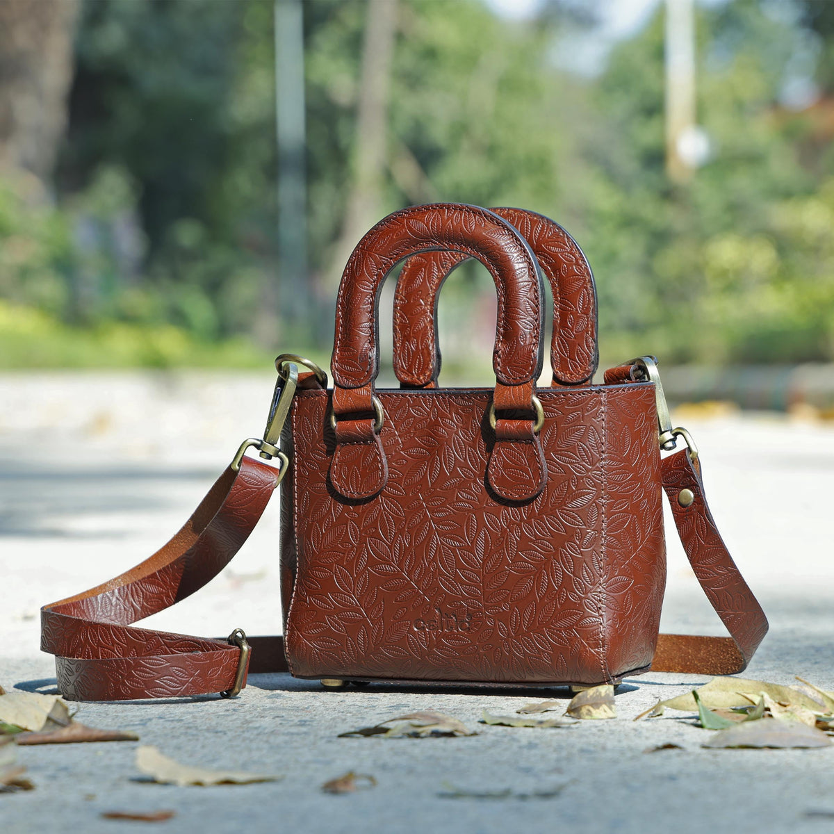 Genuine Leather Mini Tote Crossbody Bag D218805