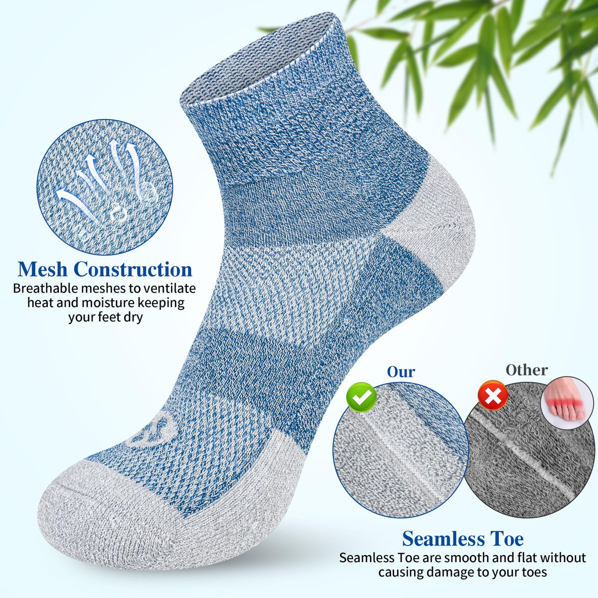 6 Pairs Ankle & 6 Pairs Low Cut Diabetic Socks Size 9-12/10-13/13-15 P36962