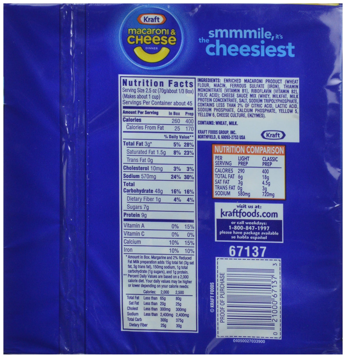 Macaroni & Cheese Dinner 7.25 oz 15 Pack S3762