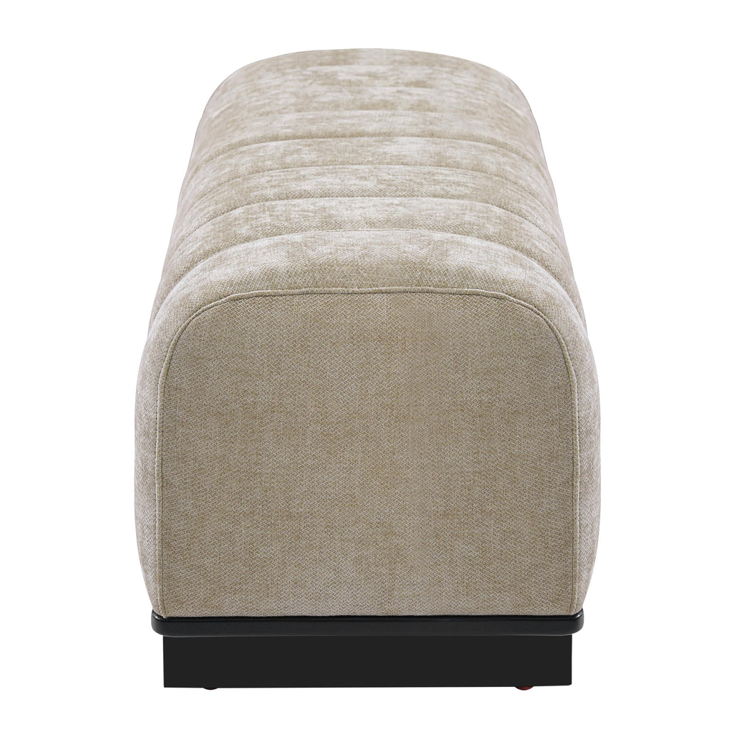 Oatmeal Black Chenille Upholstered Dining Bench J962