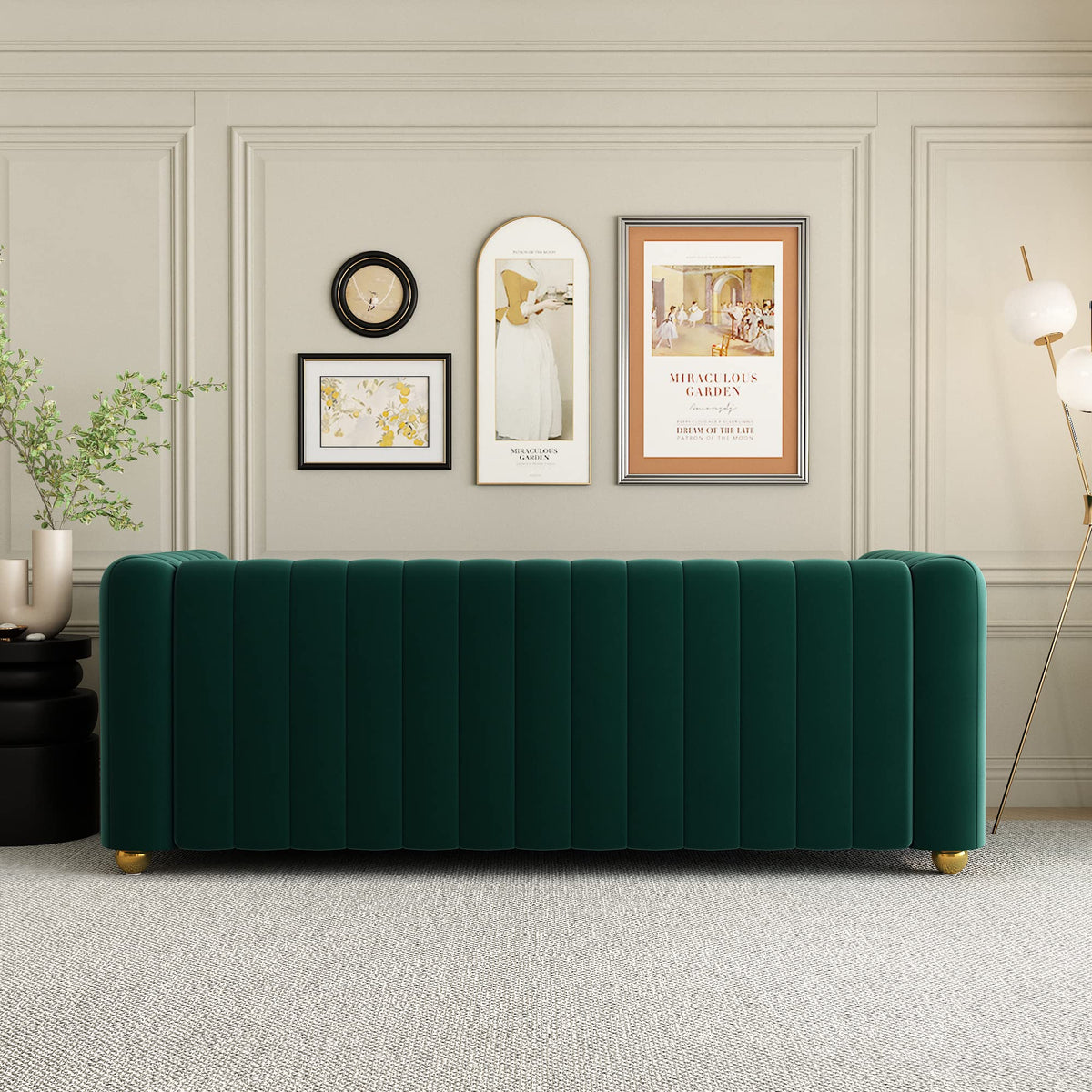 Green Velvet Curved Tufted Loveseat Sofa Z711778