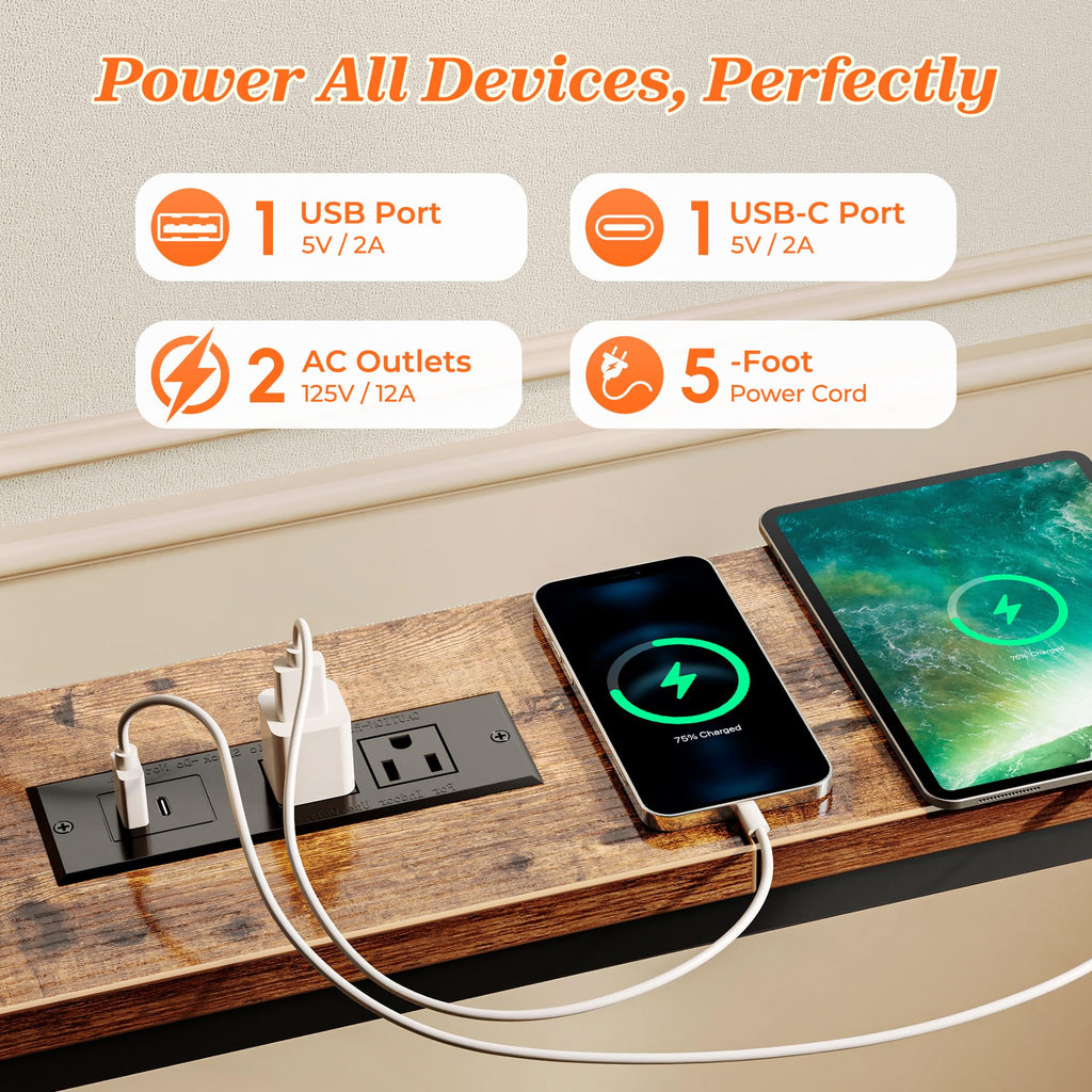 102 Inch Sofa Table with Power Outlets and USB-C Ports Y630865