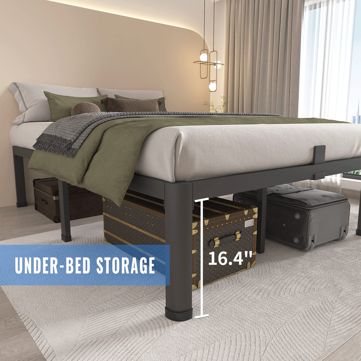 18 Inch Twin XL Bed Frames with Round Corner Leg E990281