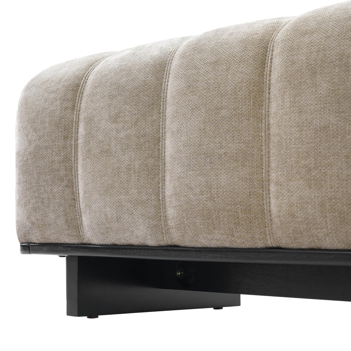 Oatmeal Black Chenille Upholstered Dining Bench J962
