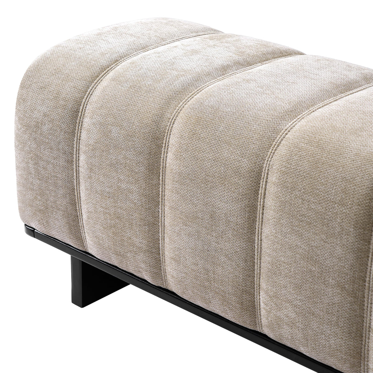 Oatmeal Black Chenille Upholstered Dining Bench J962